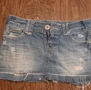 Aeropostale distressed jean mini skirt.